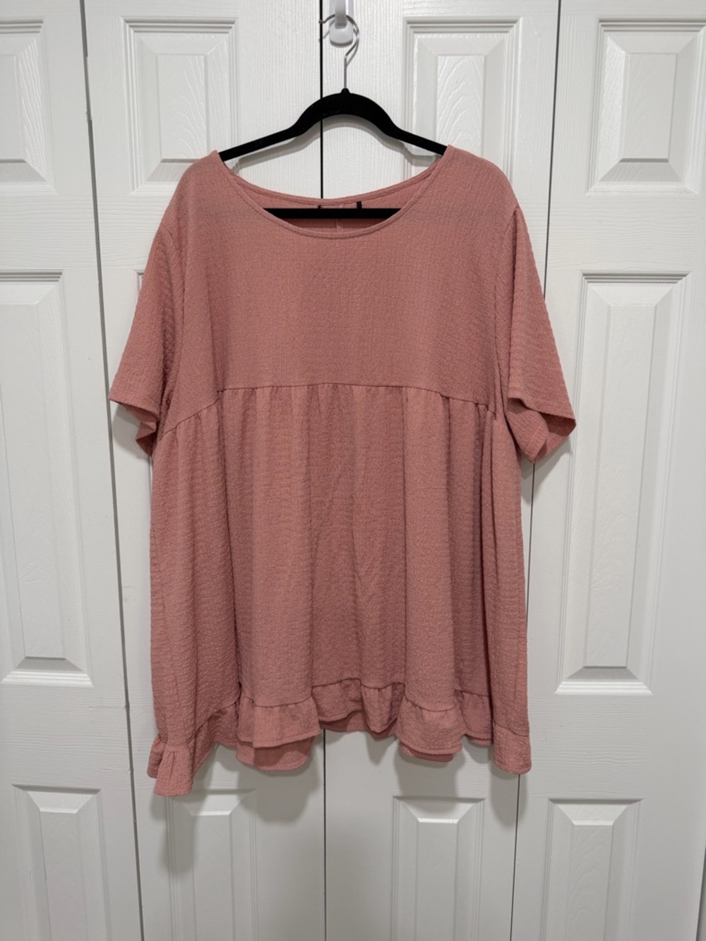 Cato Dusty Rose Ruffle-Hem Short Sleeve Tunic